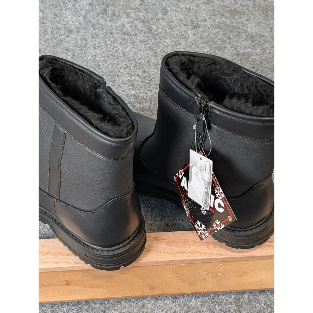 Thermolite Arctic Waterproof Boots Men's 12M Black Rubber Soles Zip up Lined